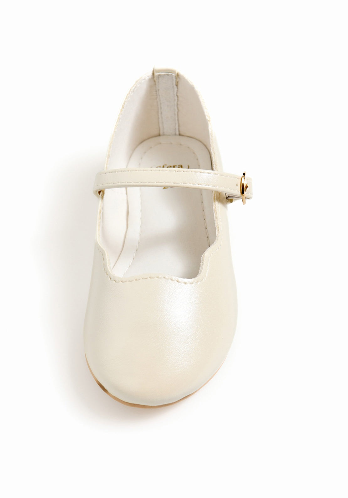 Sfera Scallop-edge pearly-finish ballet flats - White 5 Shaws Department Stores