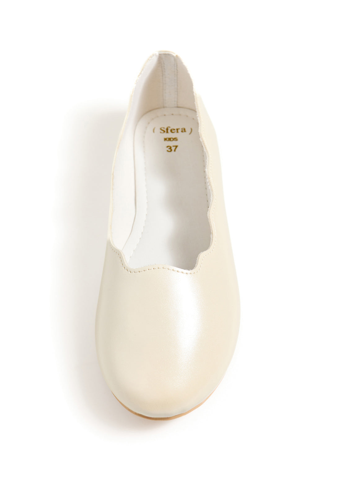 Sfera Scallop-edge pearly-finish ballet flats - White 9 Shaws Department Stores