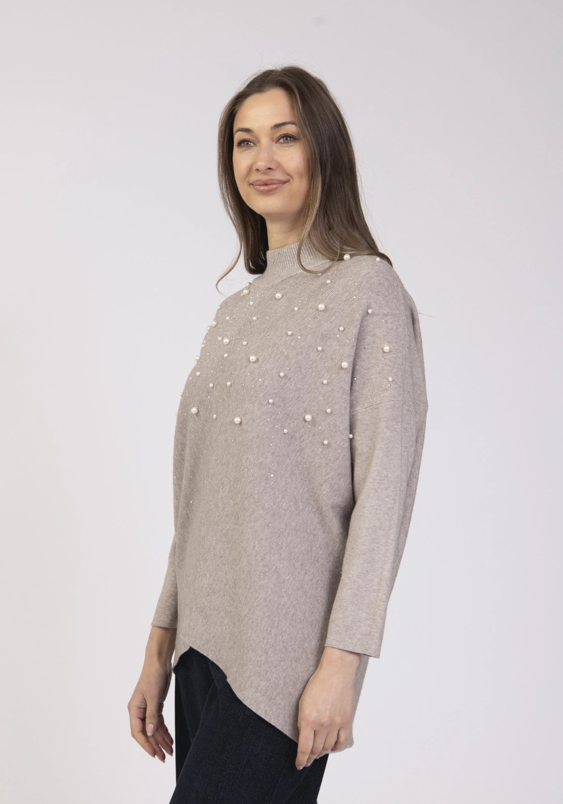 Sparkle Turtle Neck Sweater - Stone