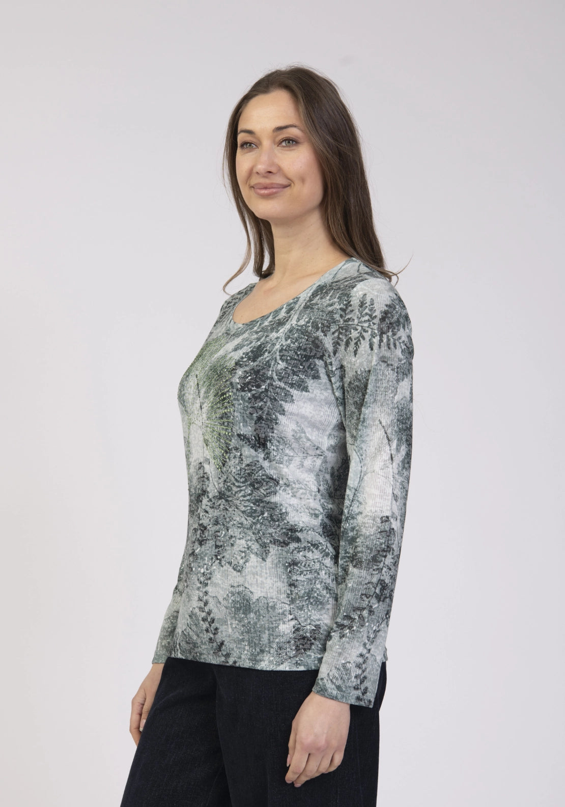 Printed Slub Top - Green