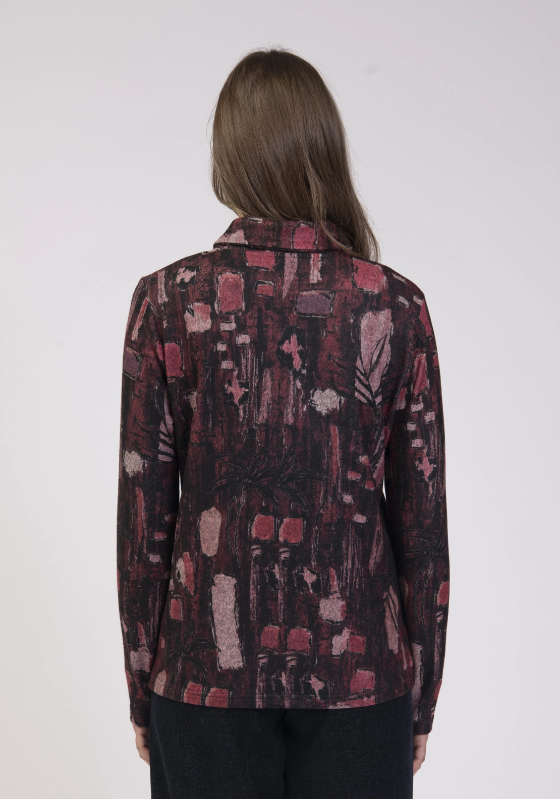Printed Slub Top - Merlot