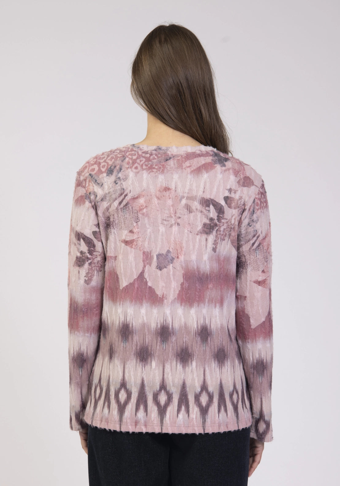 Printed Texture Fine Knit Top - Blush