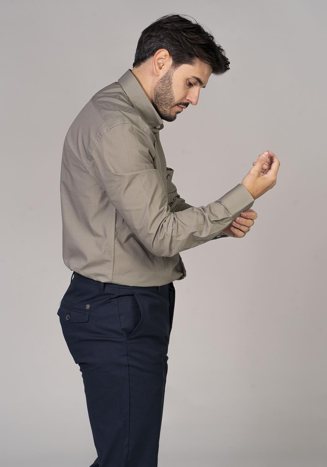 Yeats Long Sleeve Plain Shirt - Green 3 Shaws Department Stores