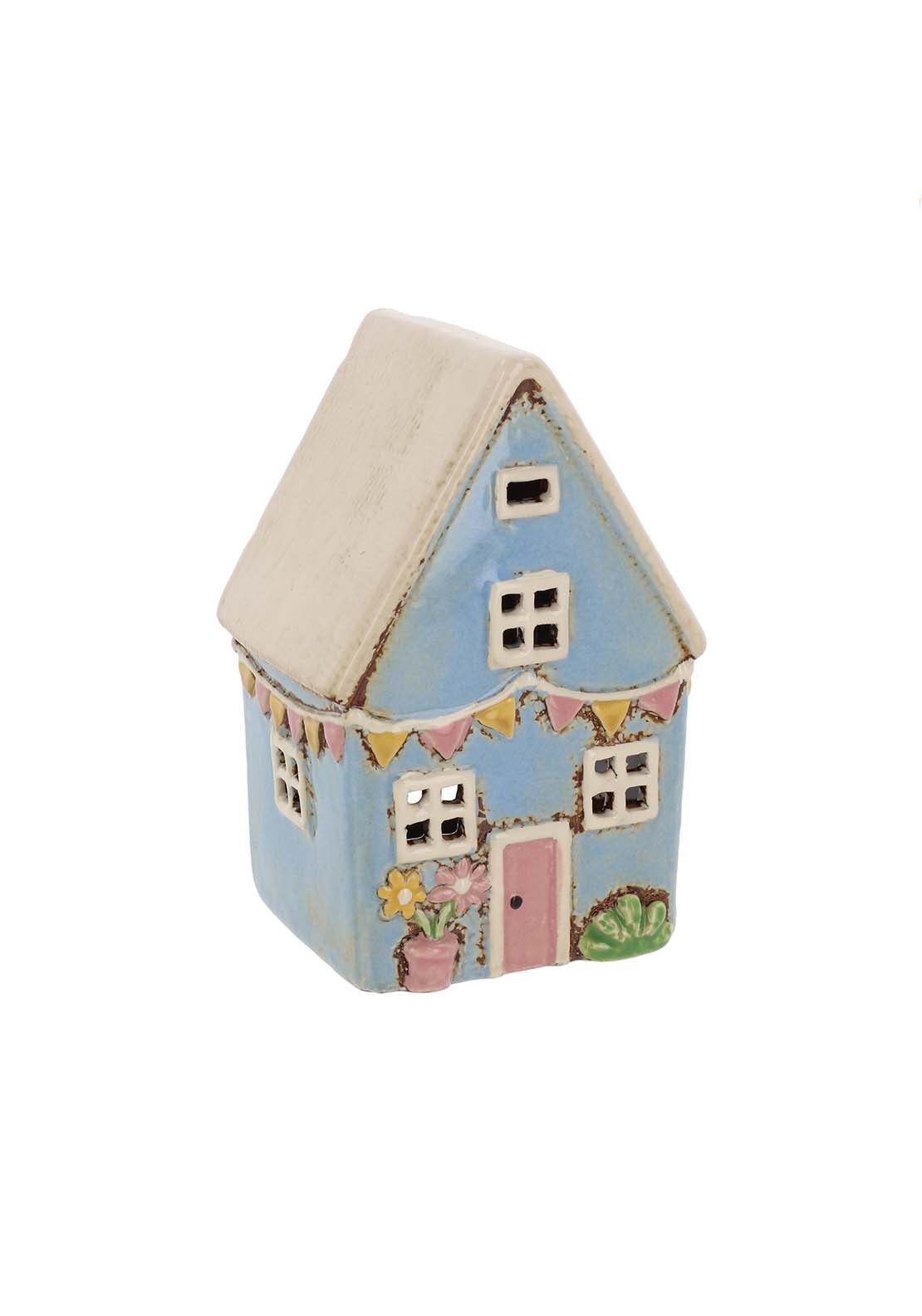 The Home Collection Village Pottery Garden Flags House Blue Tealight 1 Shaws Department Stores