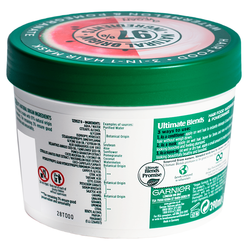 Garnier Ultimate Blends Plumping Hair Food Watermelon 3-in-1 treatment - 390ml 2 Shaws Department Stores