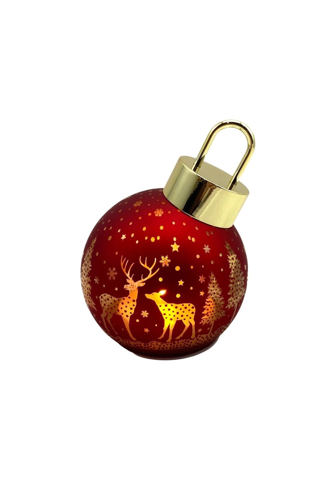LED Reindeer Bauble - Red