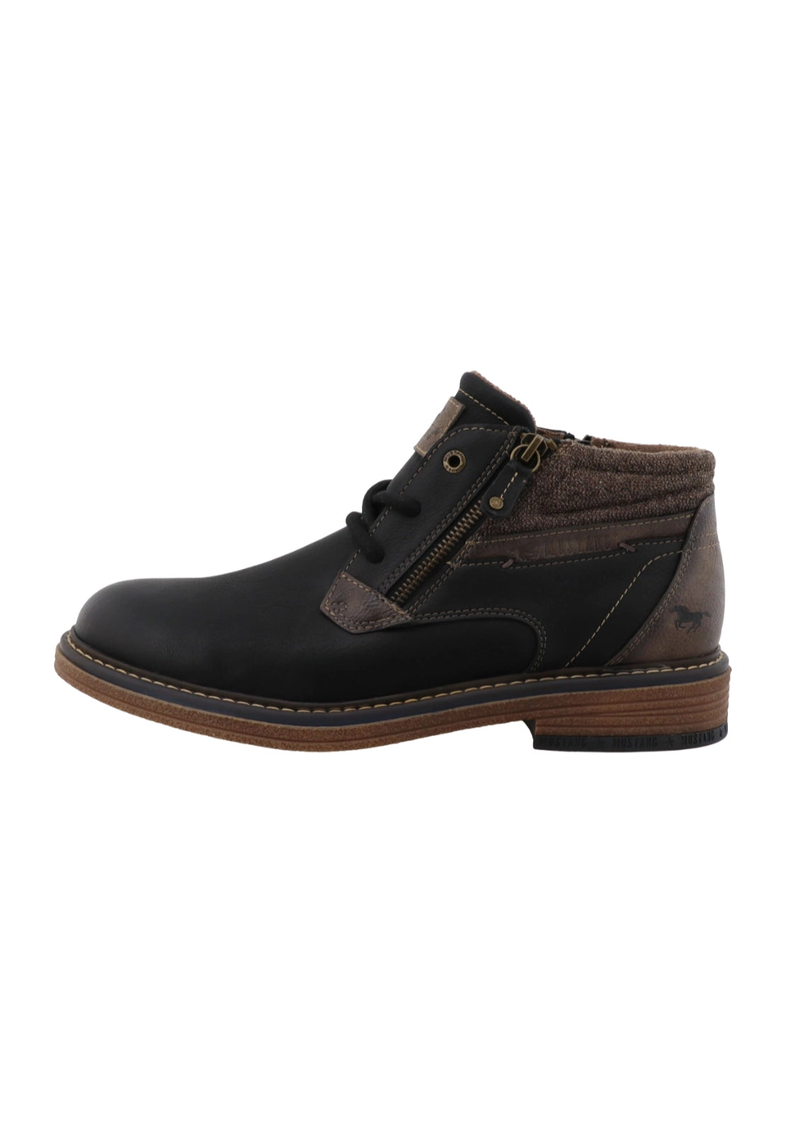 Side Zip Fabric Heel Boot - Black