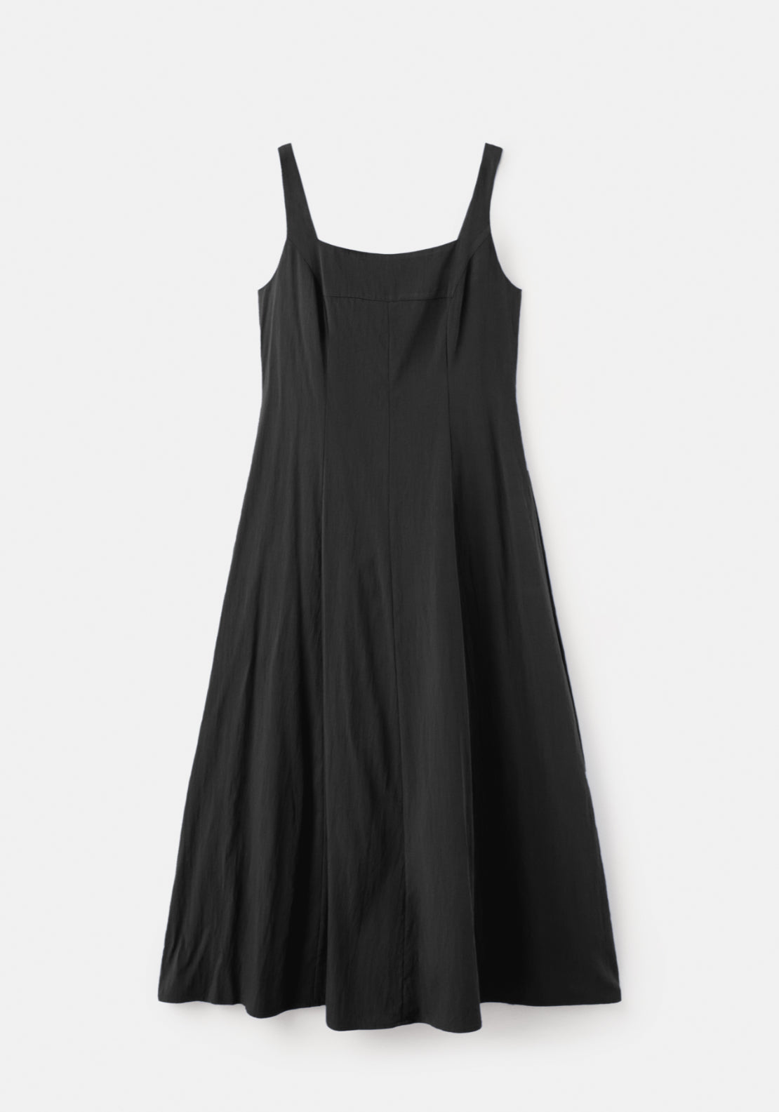 A-Line Crinkle Effect Dress - Black