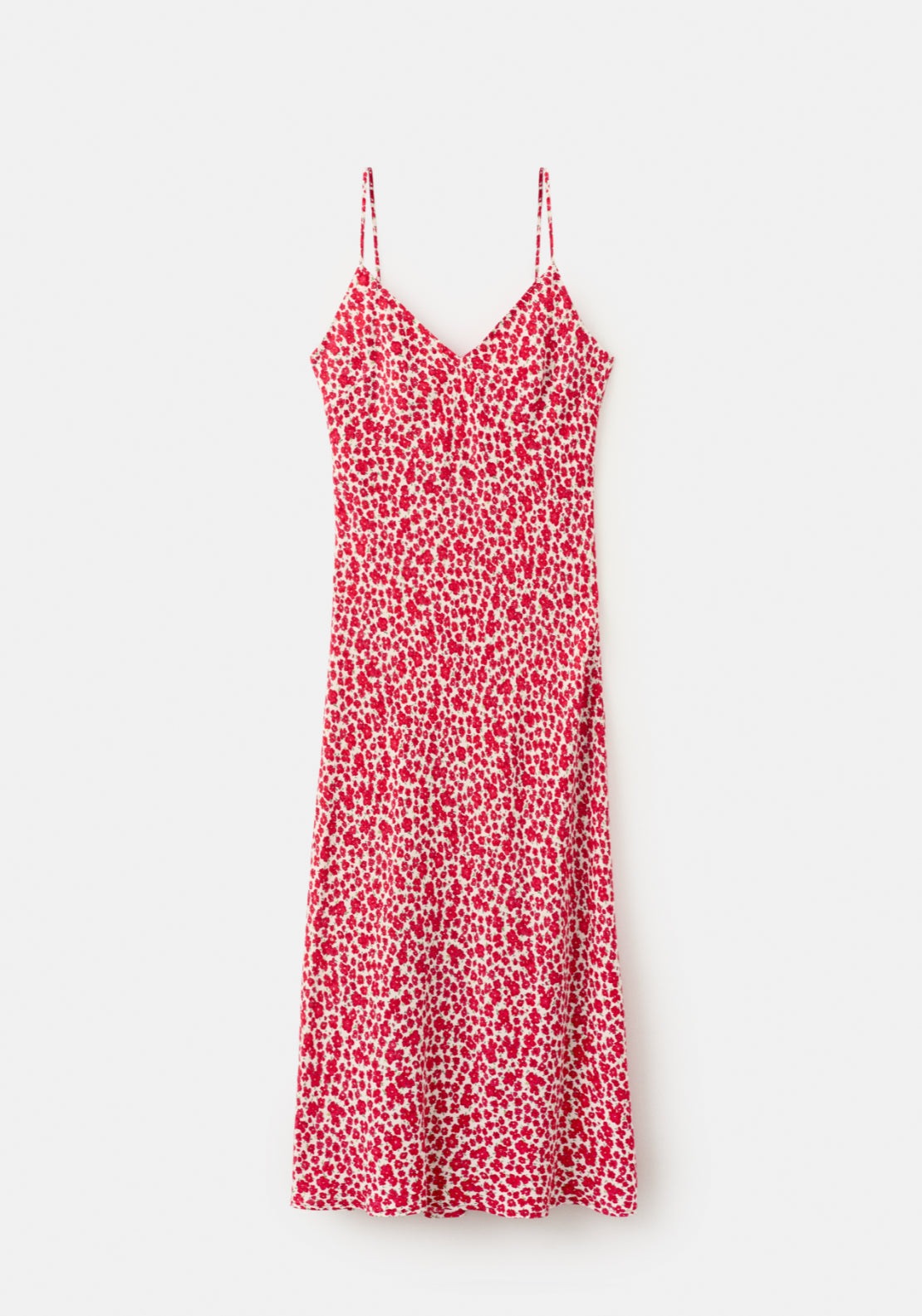 V-Neck Floral Print Dress - Red