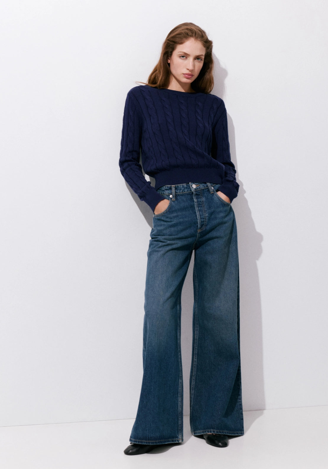 Cable Knit Sweater - Blue