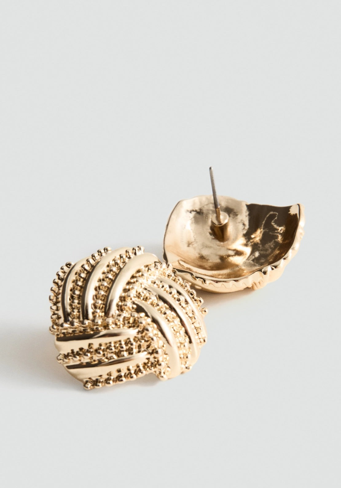Round Embossed Stainless Steel Earrings - Gold