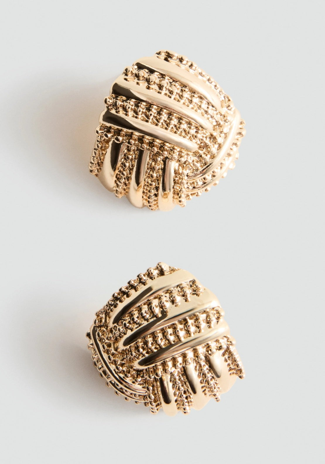 Round Embossed Stainless Steel Earrings - Gold