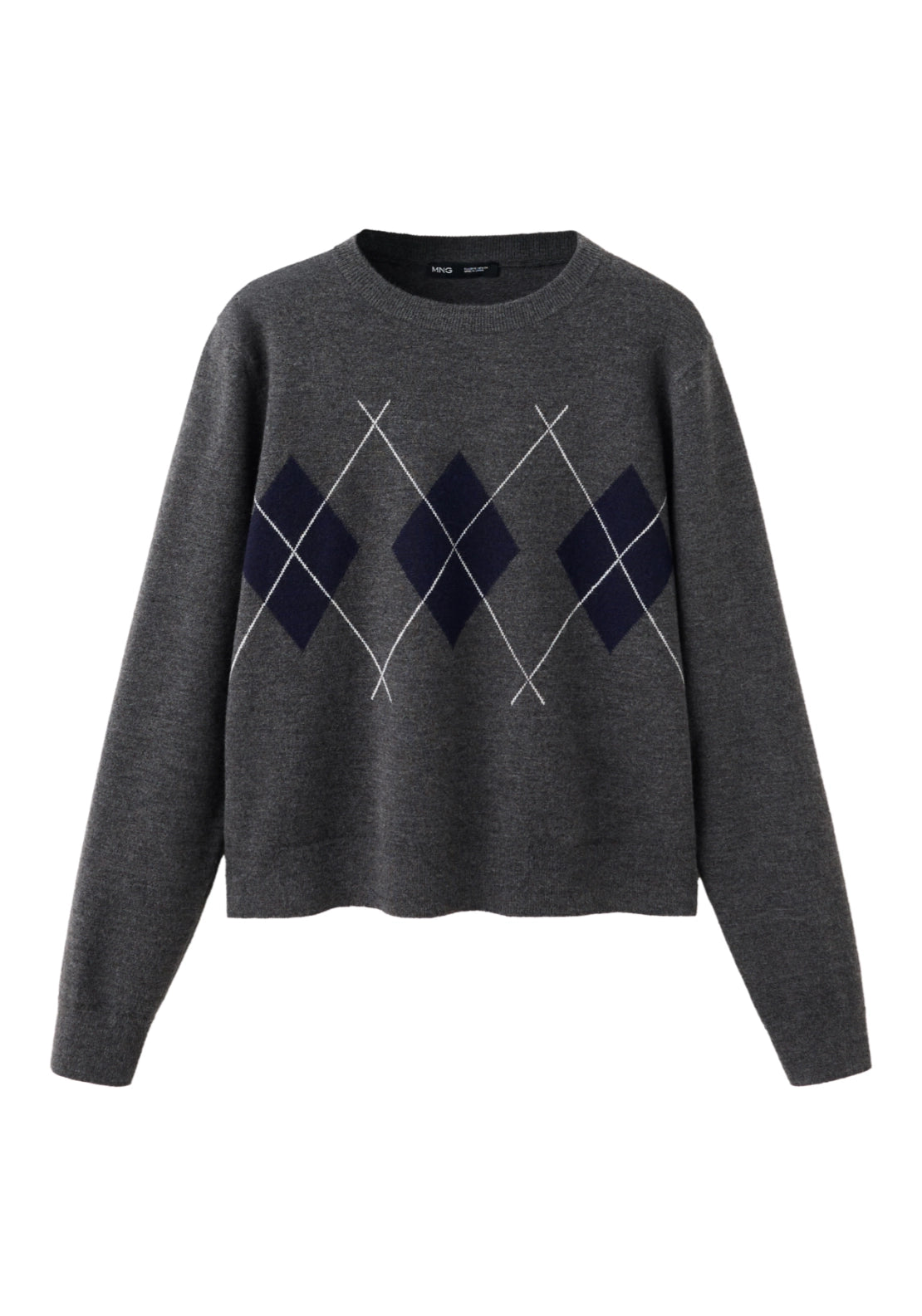 Argyle Knit Sweater - Grey