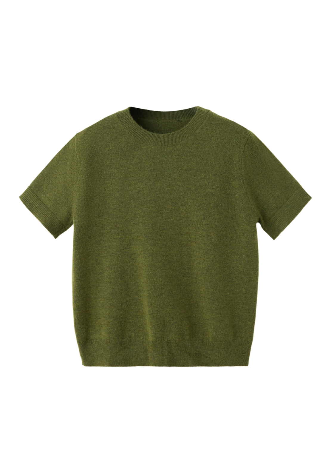 Short Sleeved Knitted Sweater - Green