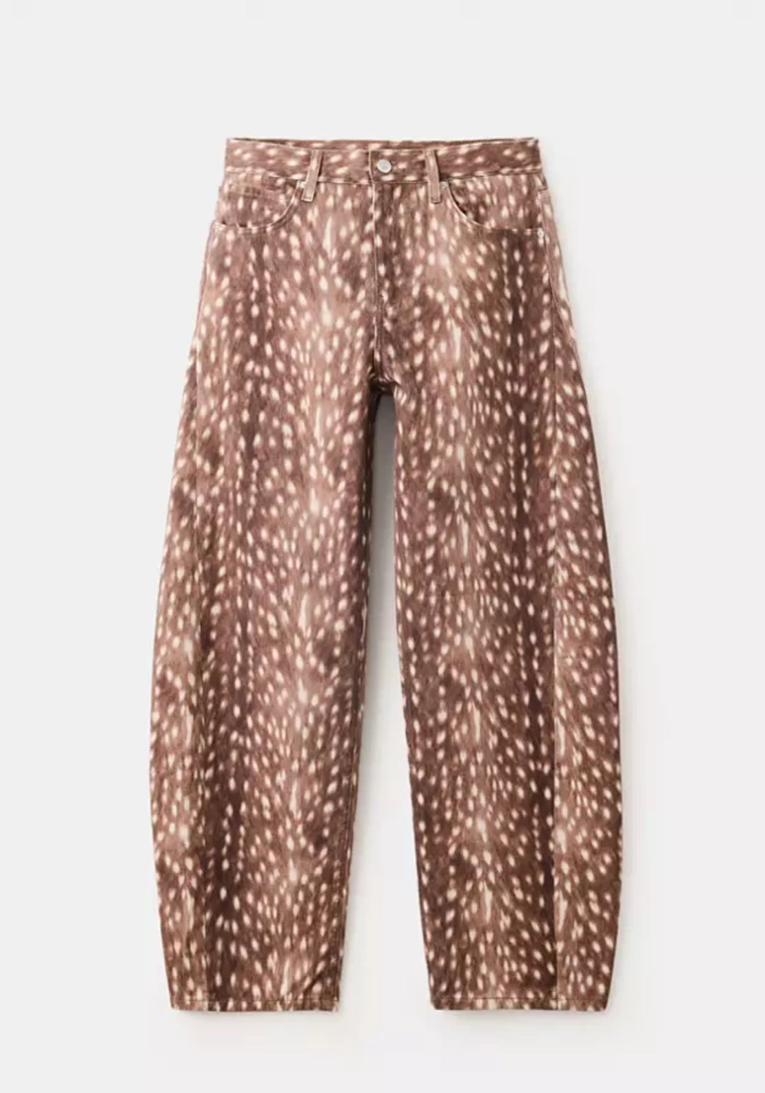 Bambi Print Barrel Jeans - Brown