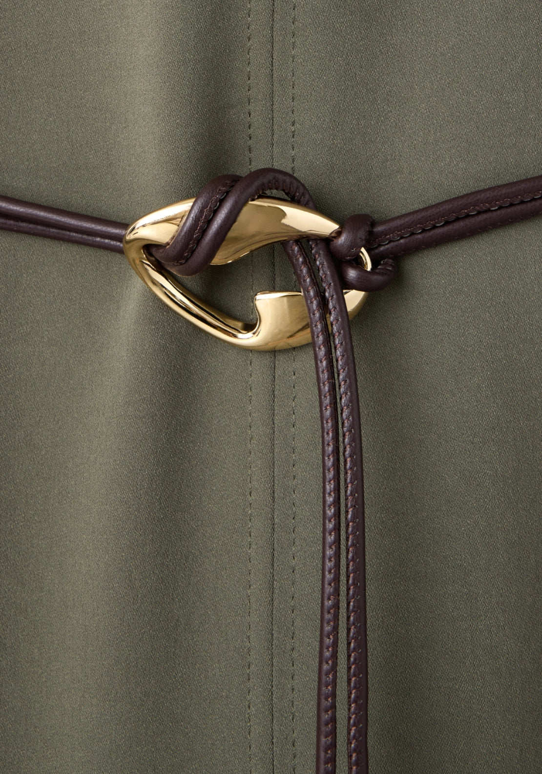 High Neck Belted Dress - Brown