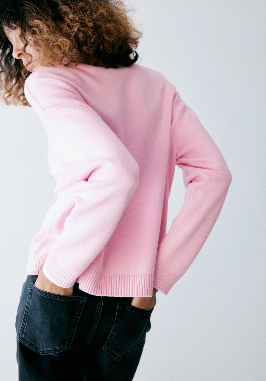 Zip Neck Knit Sweater - Pink