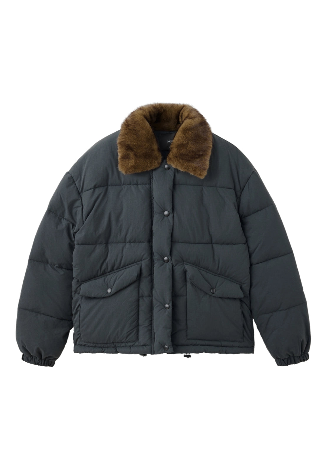 Fur Collar Puffer Jacket - Grey