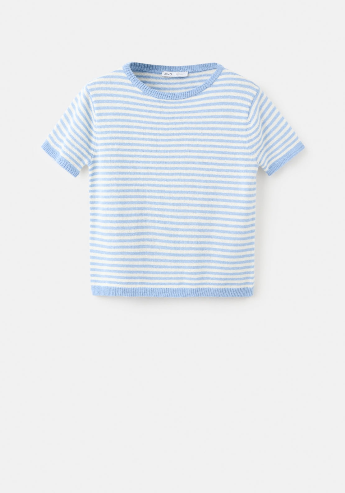 Striped Short Sleeved Sweater - Pastel Blue