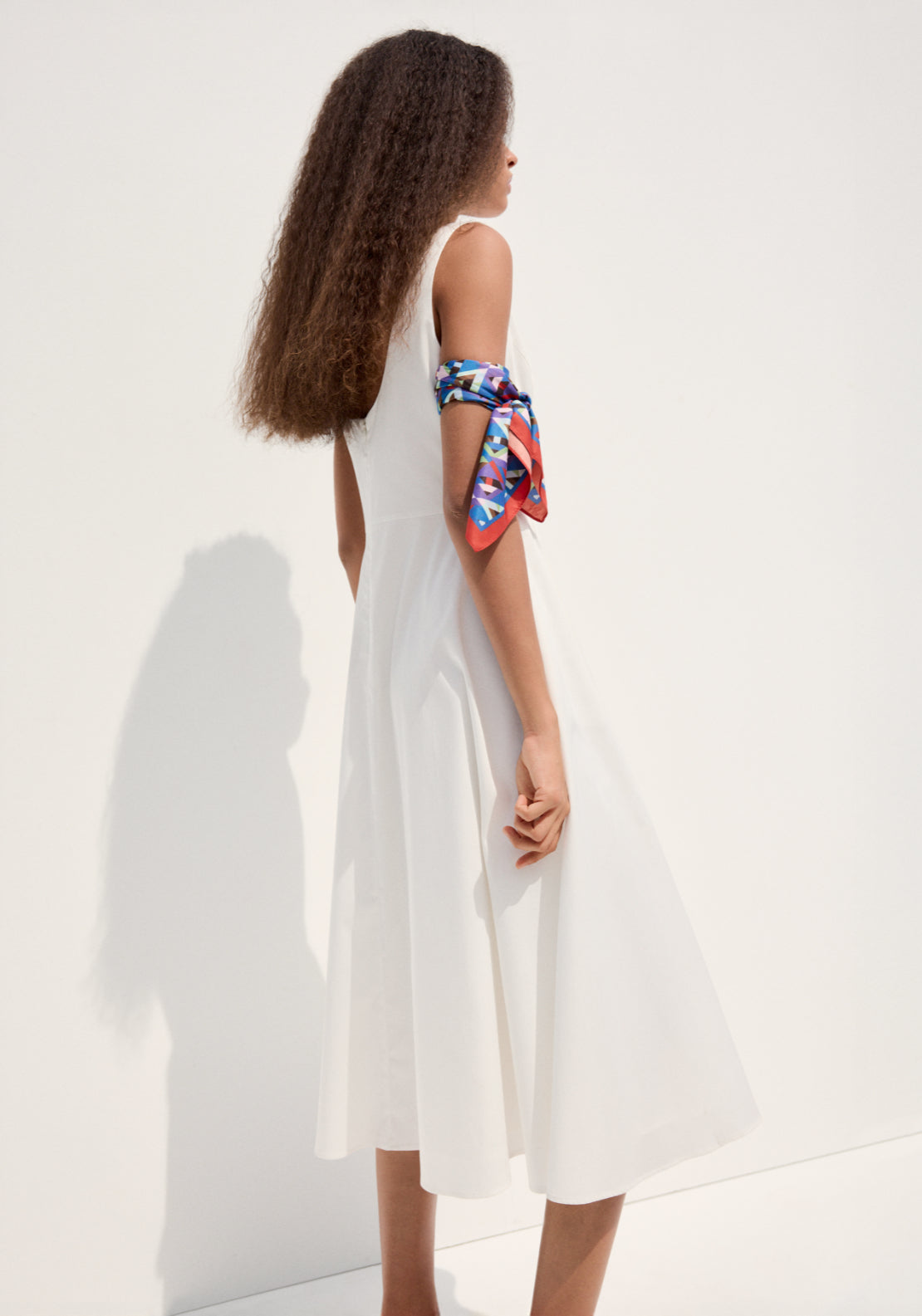 Boat Neck Ruched Dress - White