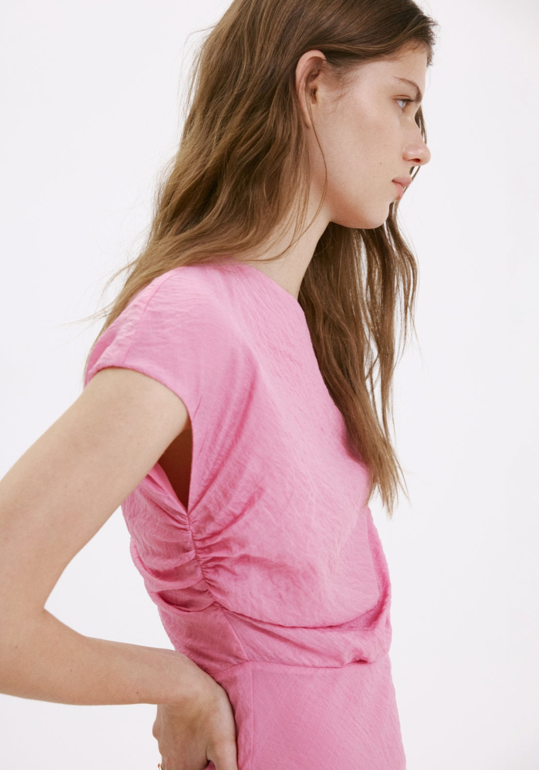 Asymmetrical Dress With Tie Detail - Pink