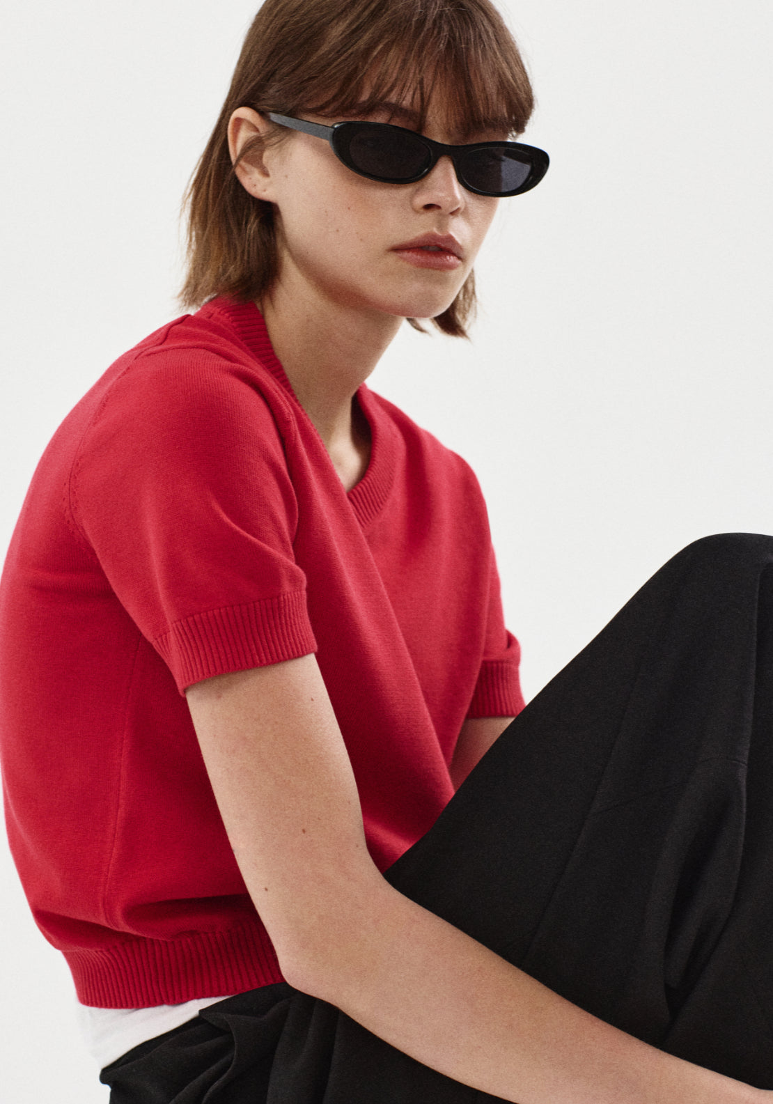 100% Cotton Fine Knitted Sweater - Red