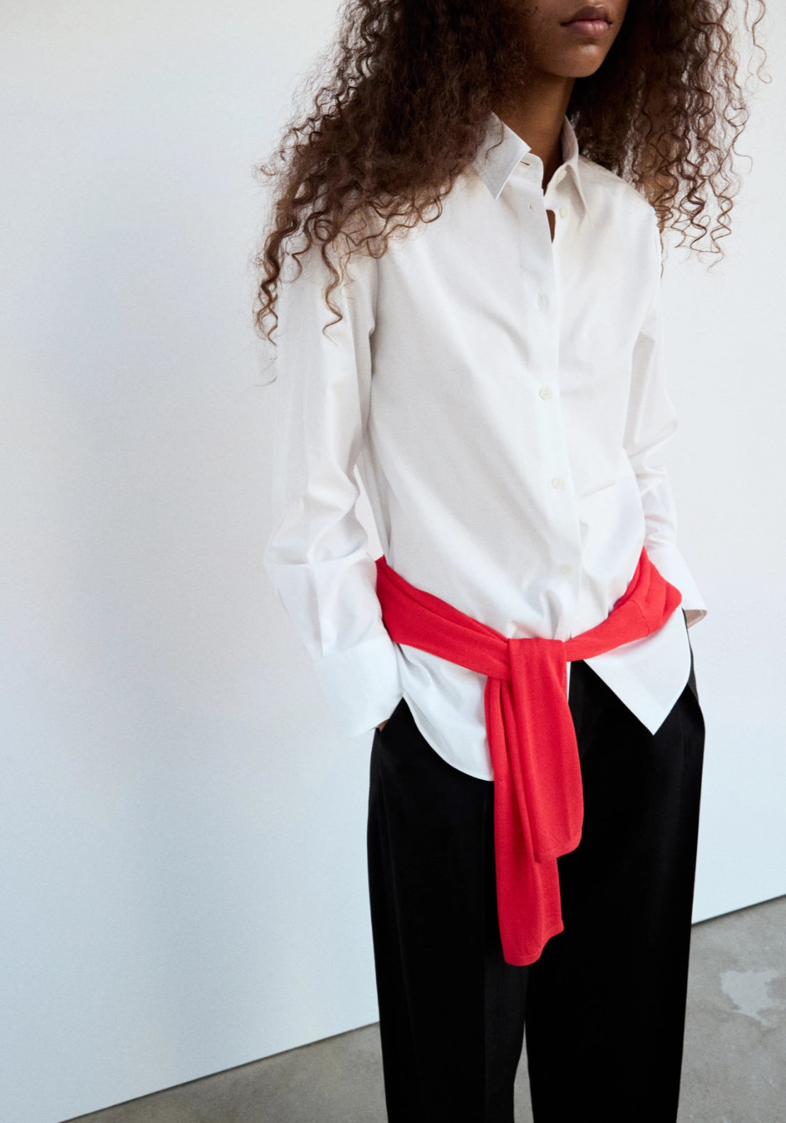 Cotton And Lyocell Blend Straight Shirt - White
