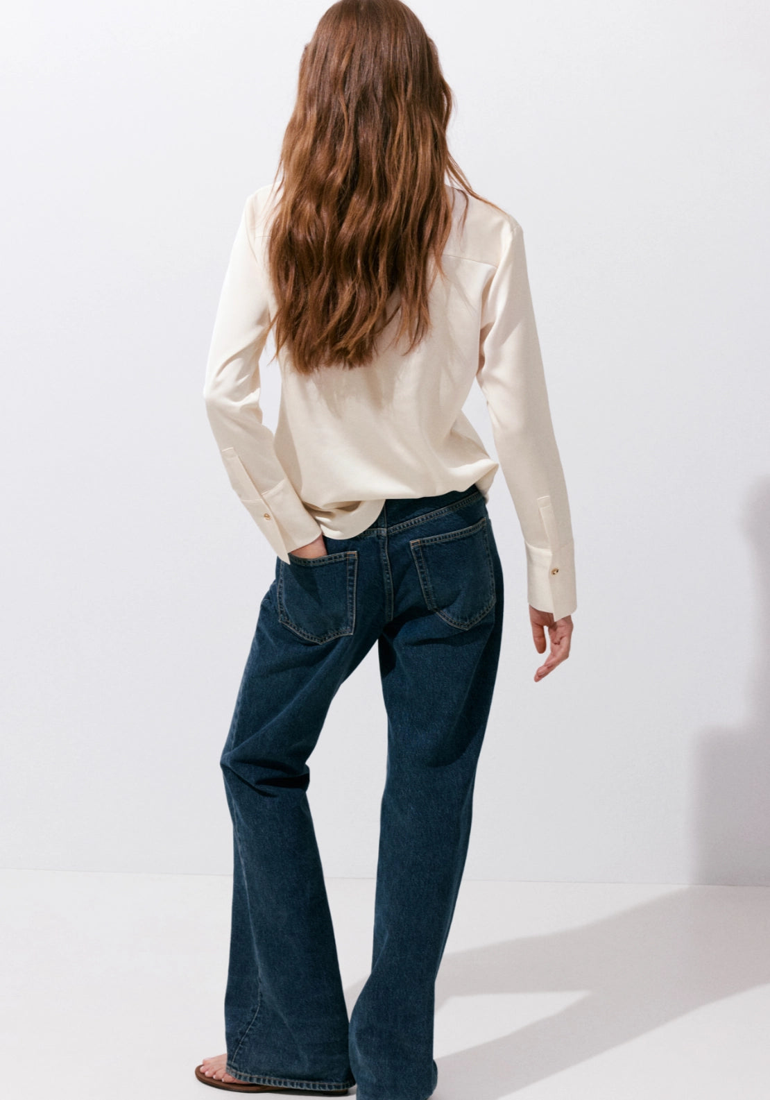 Flowy Satin Finish Shirt - Cream