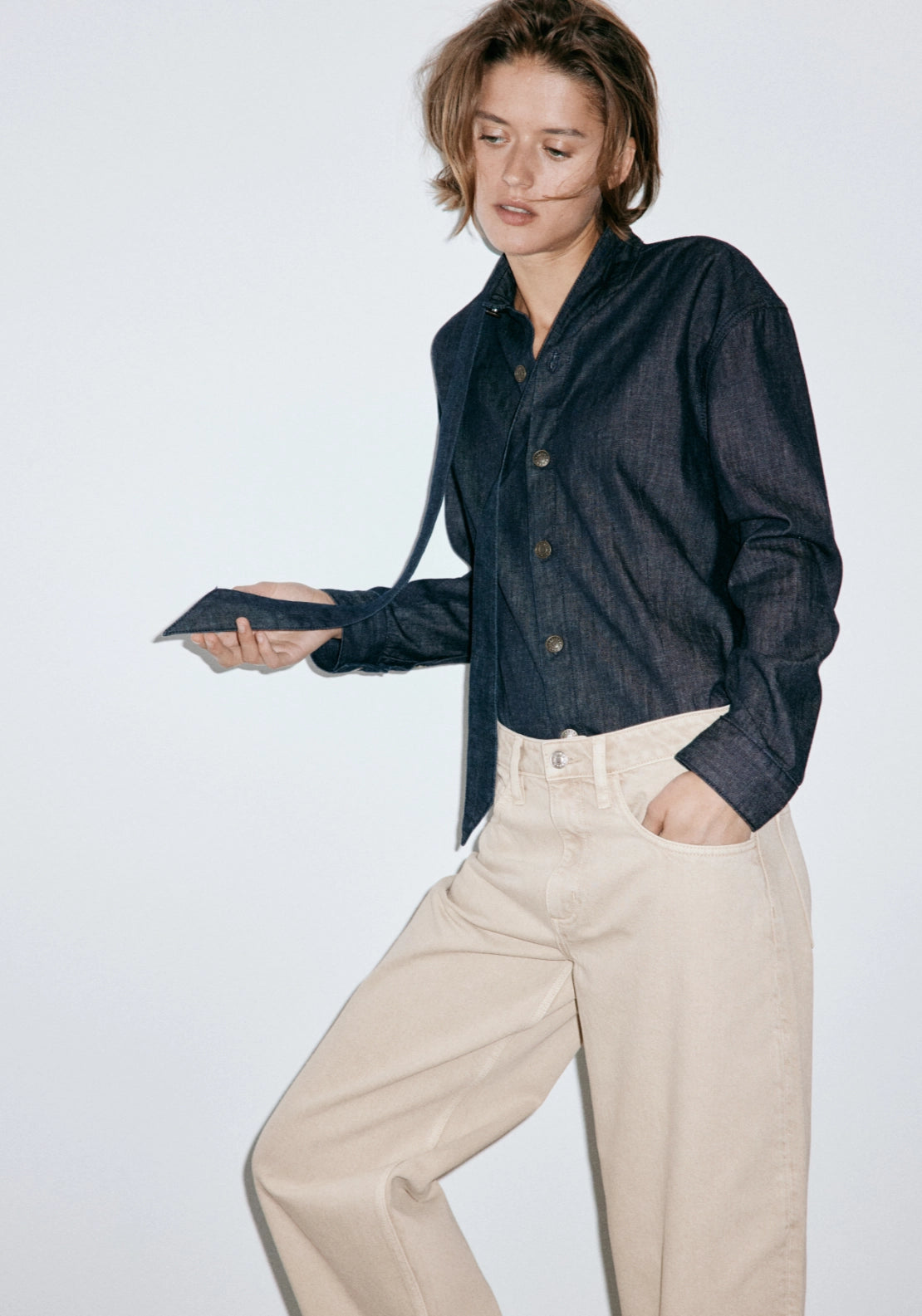 High Rise Balloon Jeans - Sand
