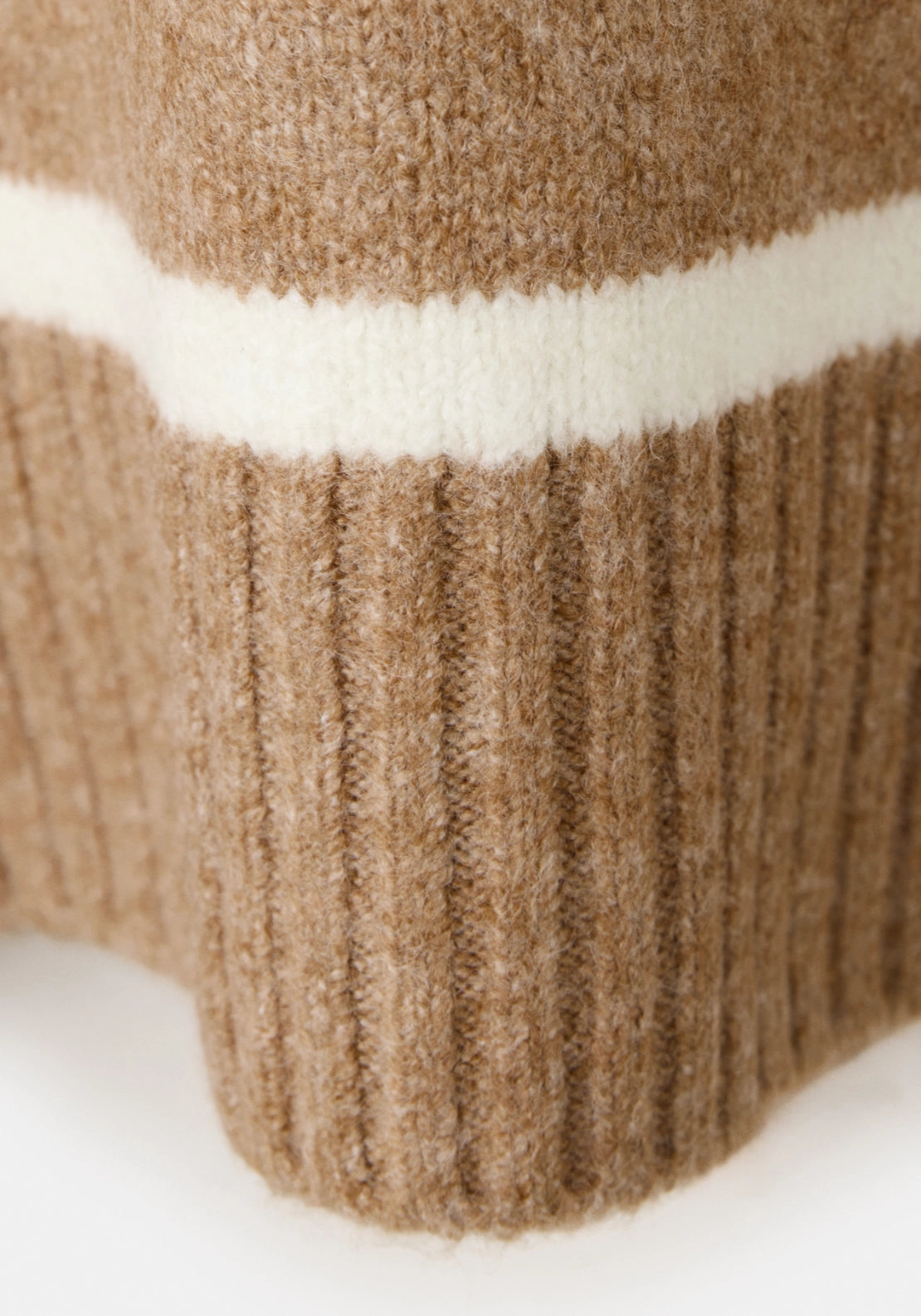 Striped Crew Neck Sweater - Brown