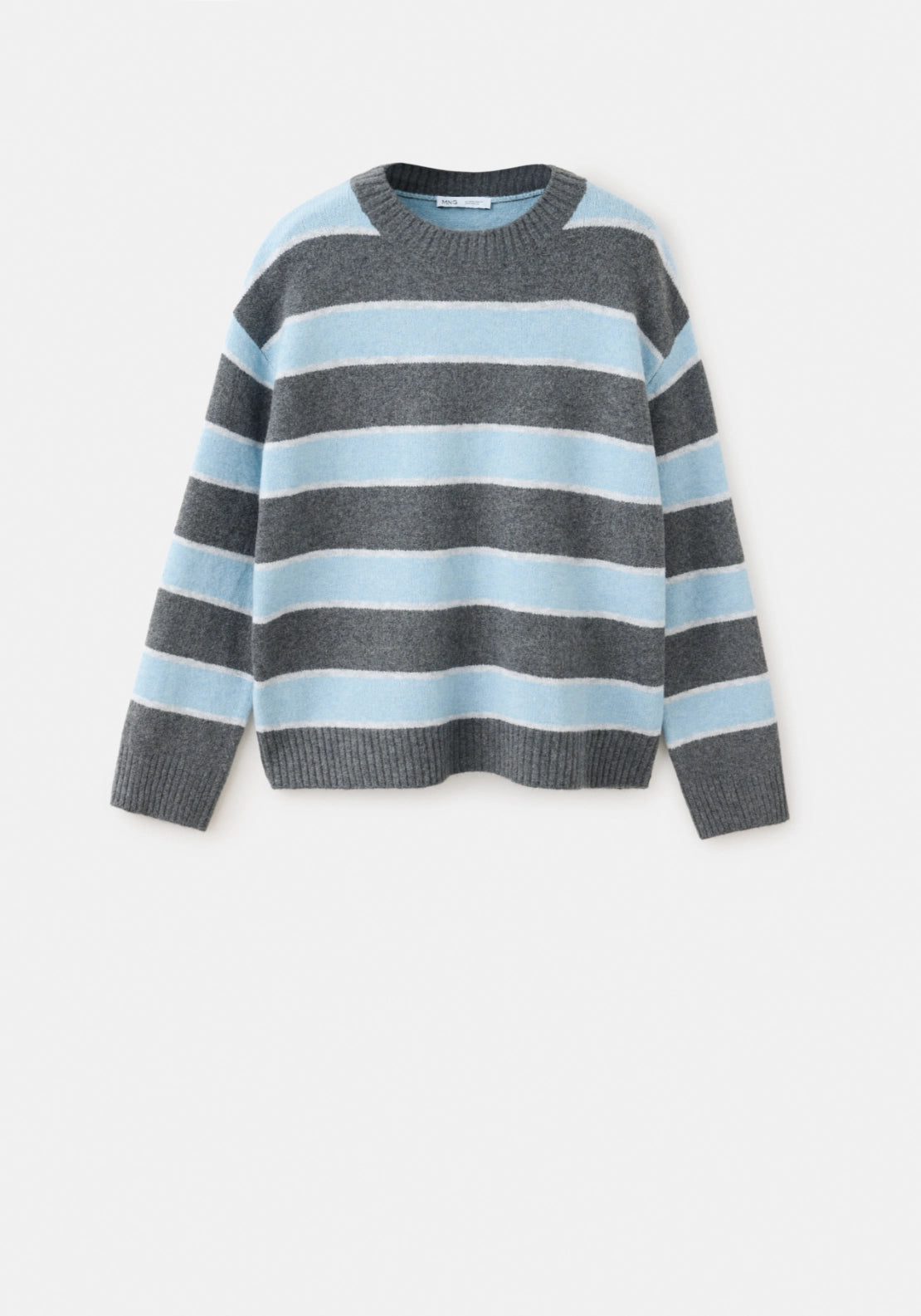 Striped Crew Neck Sweater - Blue/grey