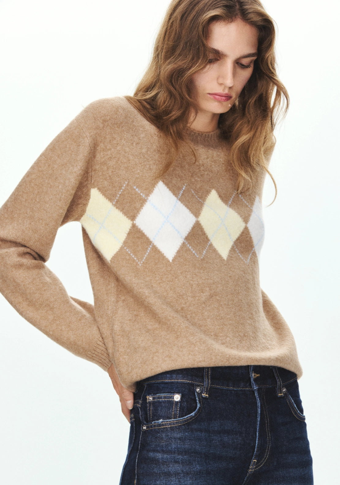 Pattern Sweater With Crew Neck - Brown