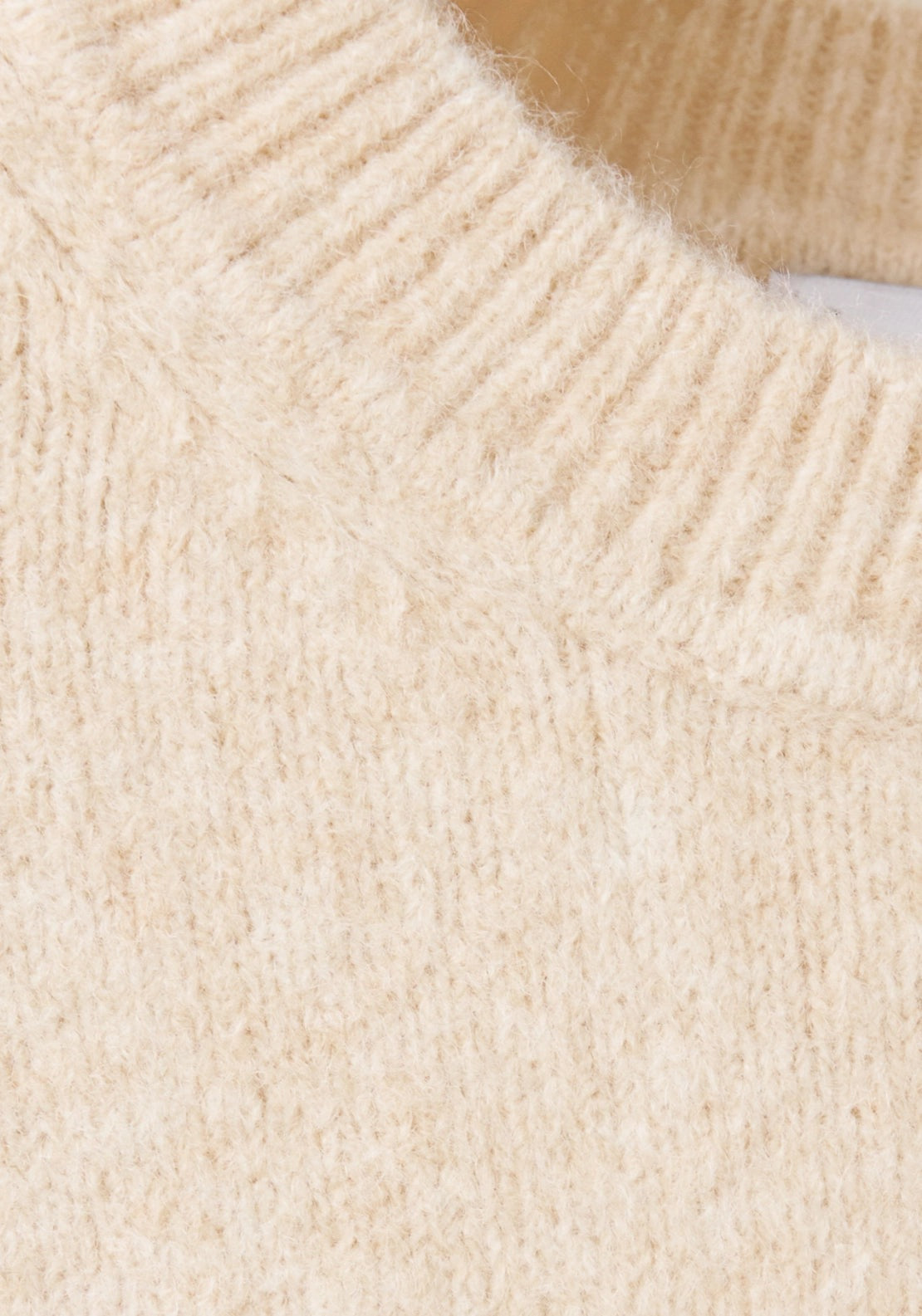 Knitted Sweater With Crew Neck - Beige