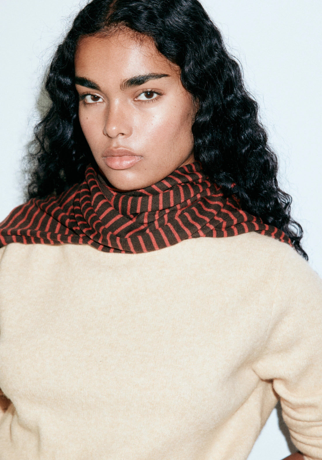 Knitted Sweater With Crew Neck - Beige