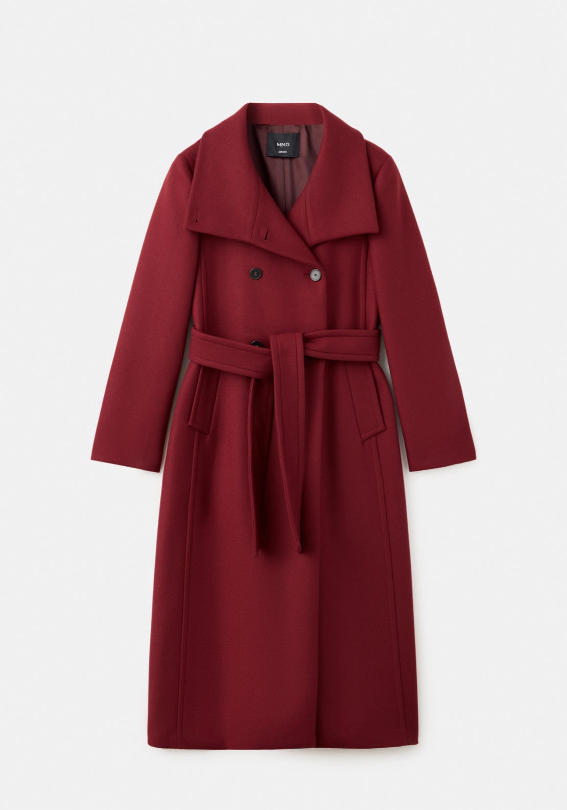 Wool Overcoat With Chimney Collar - Red