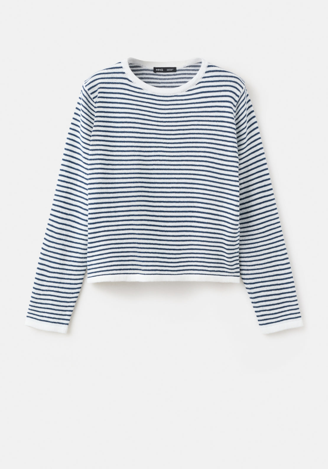 Knit Striped Cotton Blend Sweater - Blue
