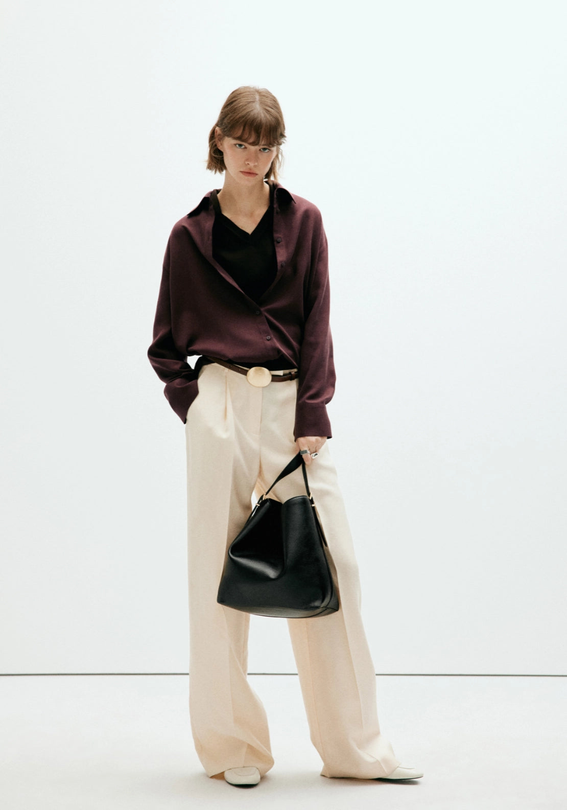Straight Lyocell Shirt - Brown