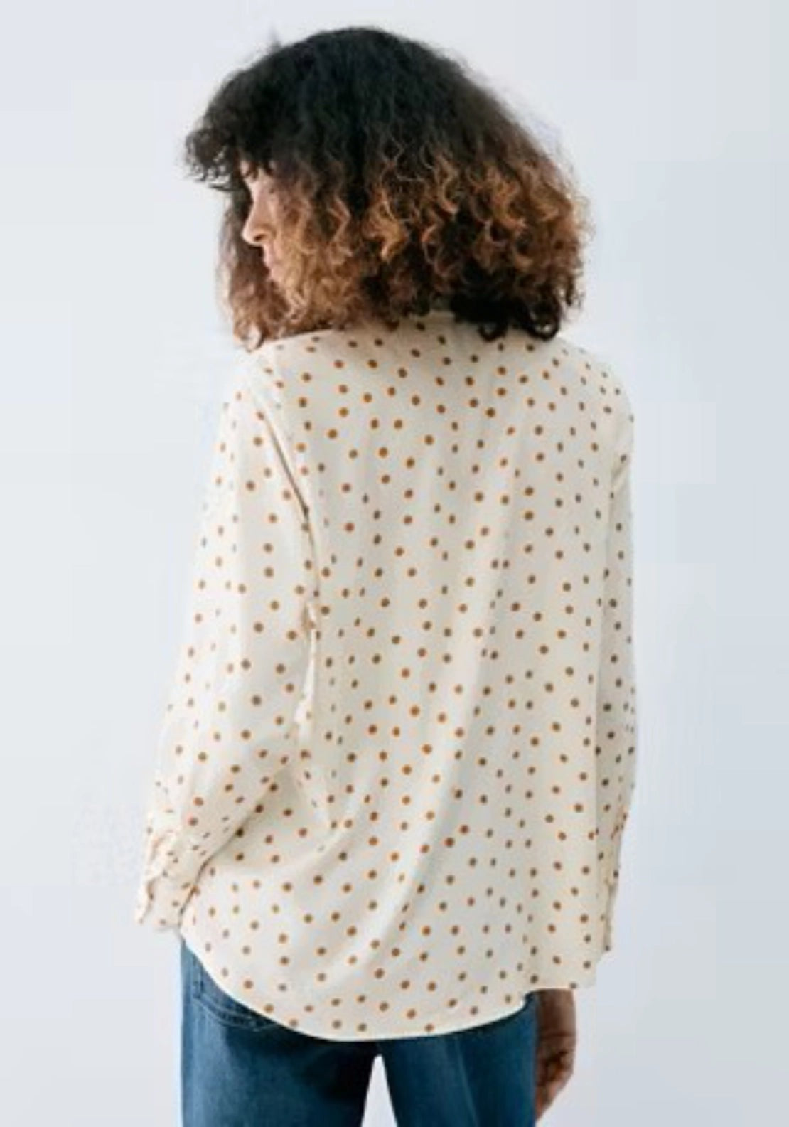 Mango Printed Straight Shirt - Beige 2 Shaws Department Stores