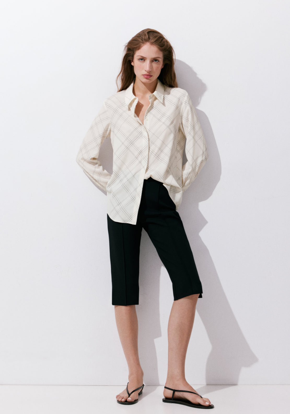 Printed Straight Shirt - White