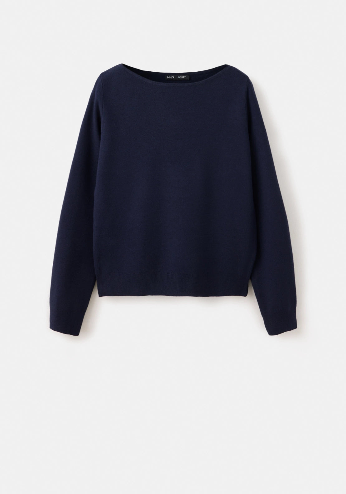 Fine Knit Boat Neck Sweater - Blue