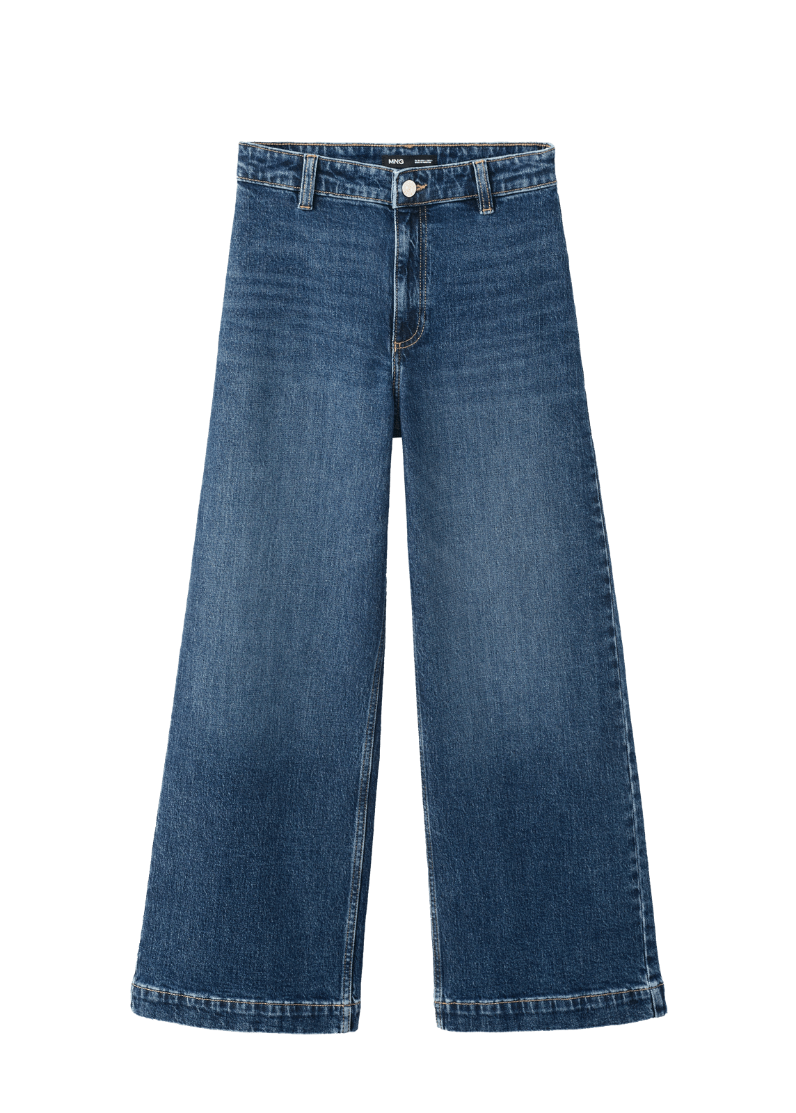Mango Catherin High Rise Wide-Leg Culotte Jeans - Denim Blue 9 Shaws Department Stores