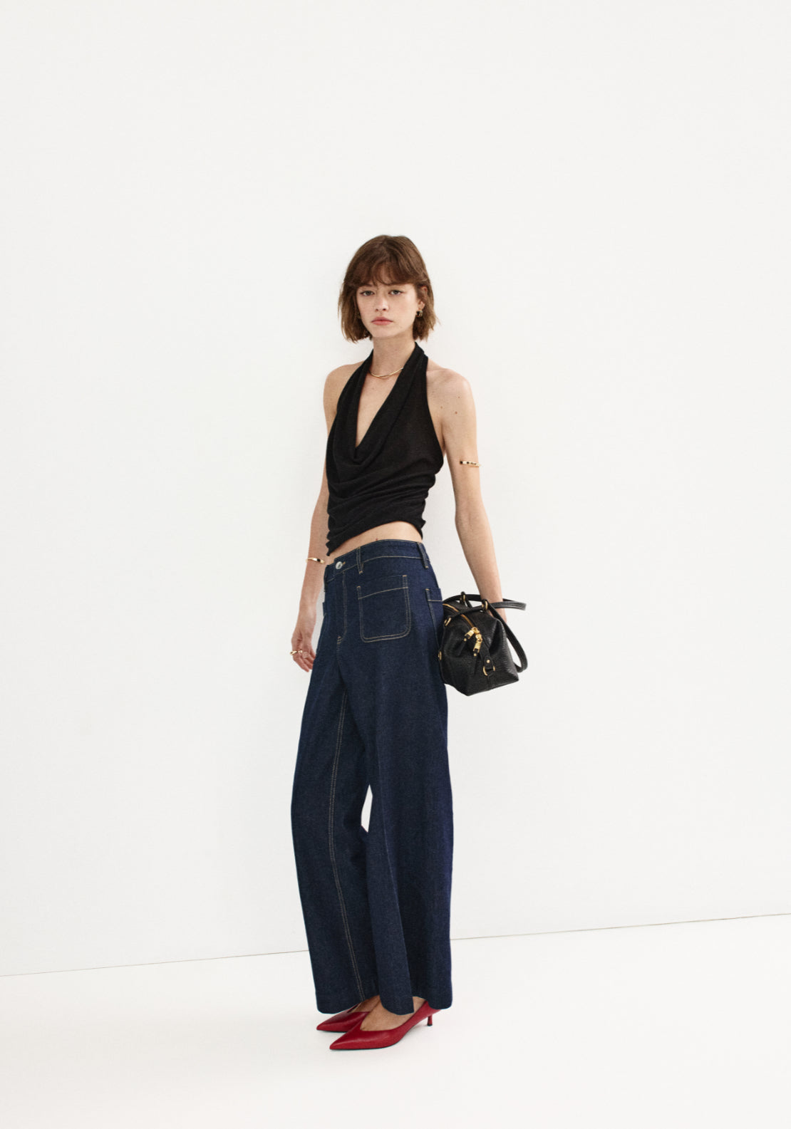 High Waisted Wide Leg Jeans - Denim Blue