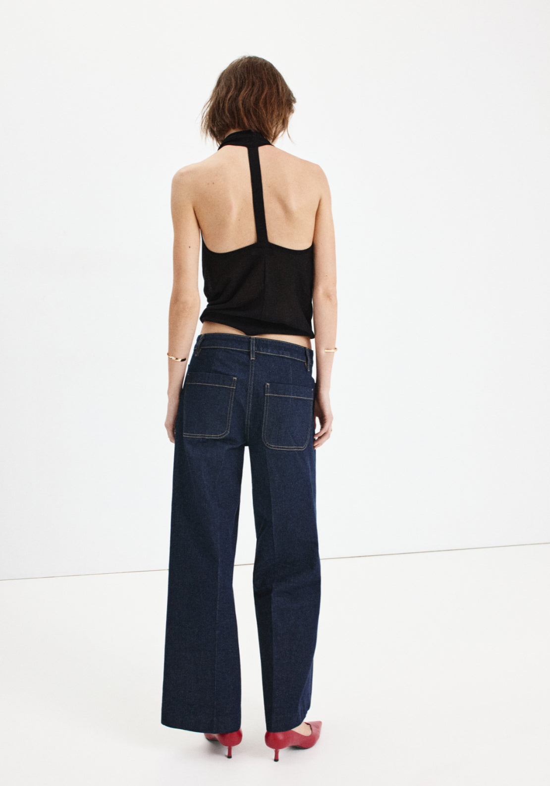 High Waisted Wide Leg Jeans - Denim Blue