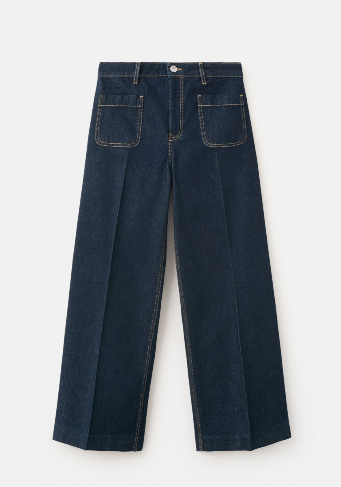 High Waisted Wide Leg Jeans - Denim Blue
