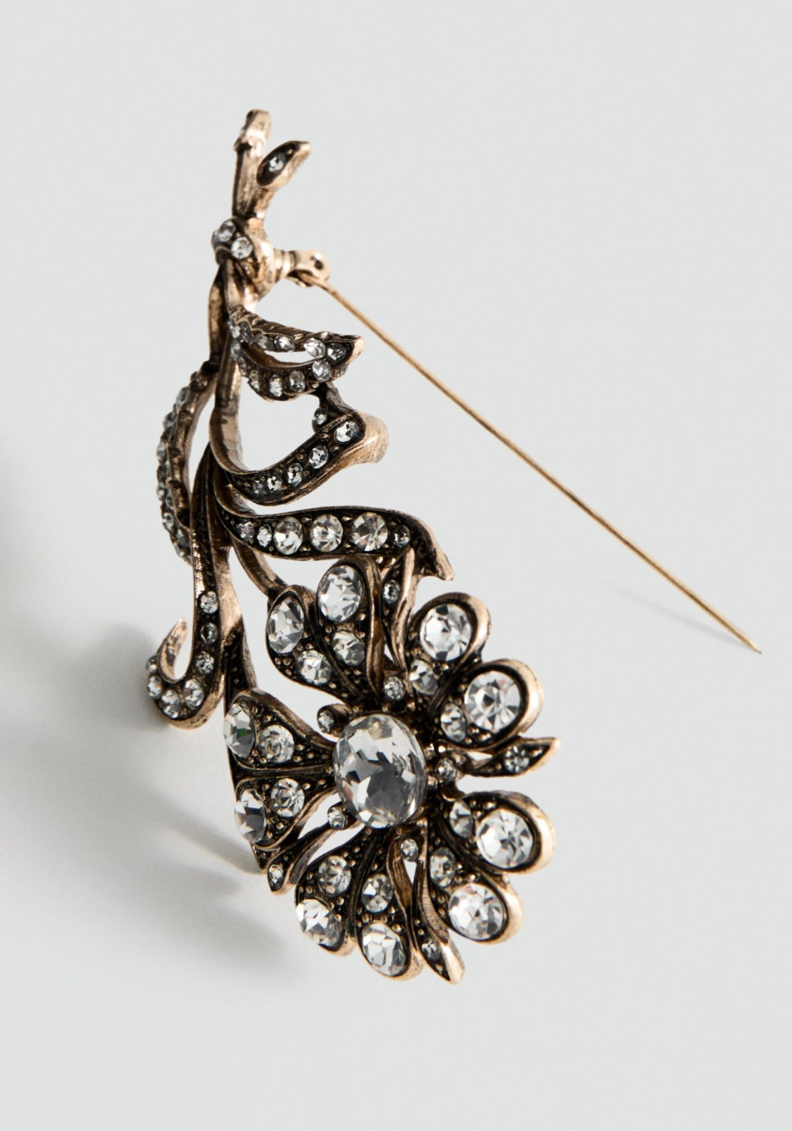 Crystal Flower Brooch - Silver