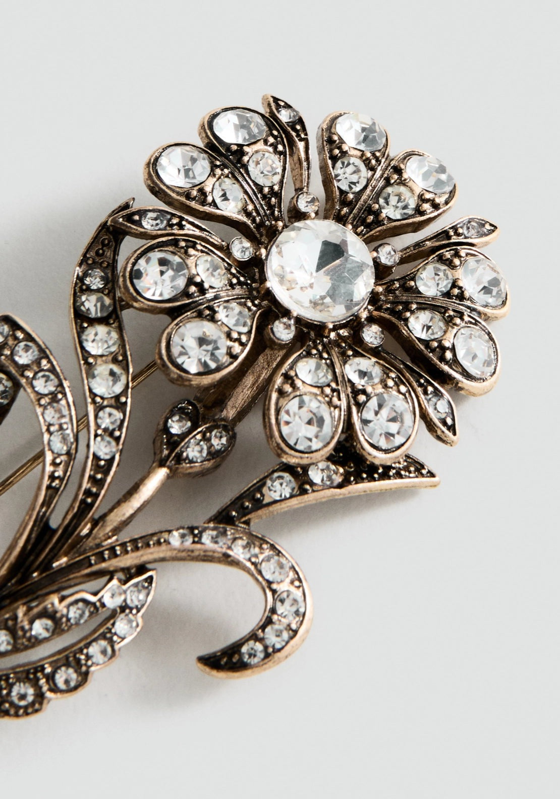 Crystal Flower Brooch - Silver