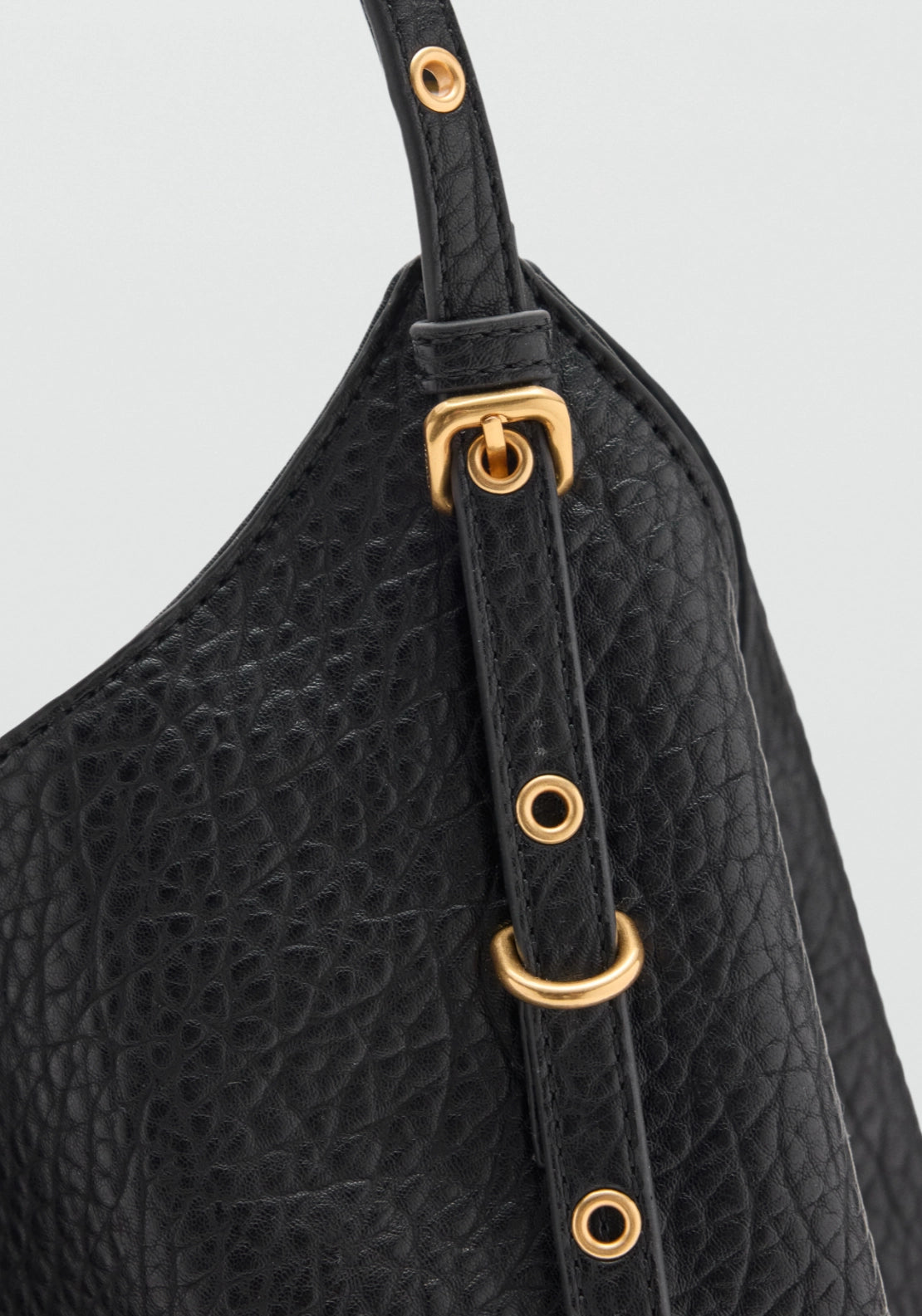Buckle Strap Hobo Bag - Black
