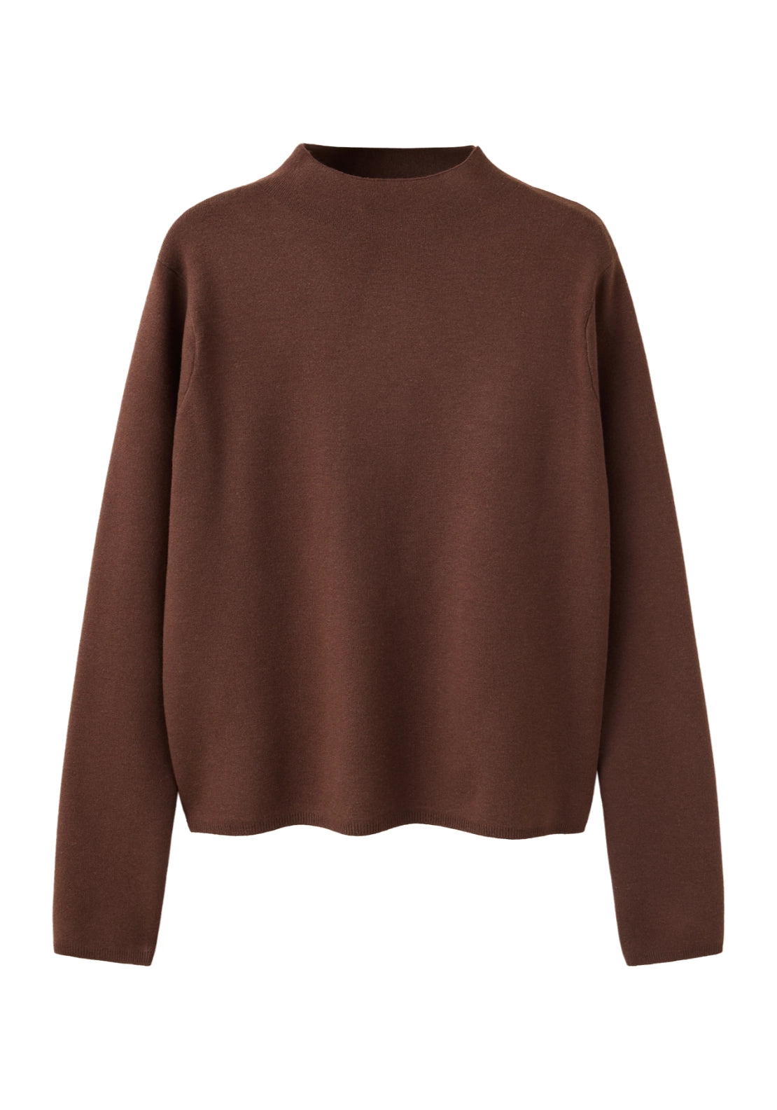 Knitted Sweater With Perkins Neck - Brown