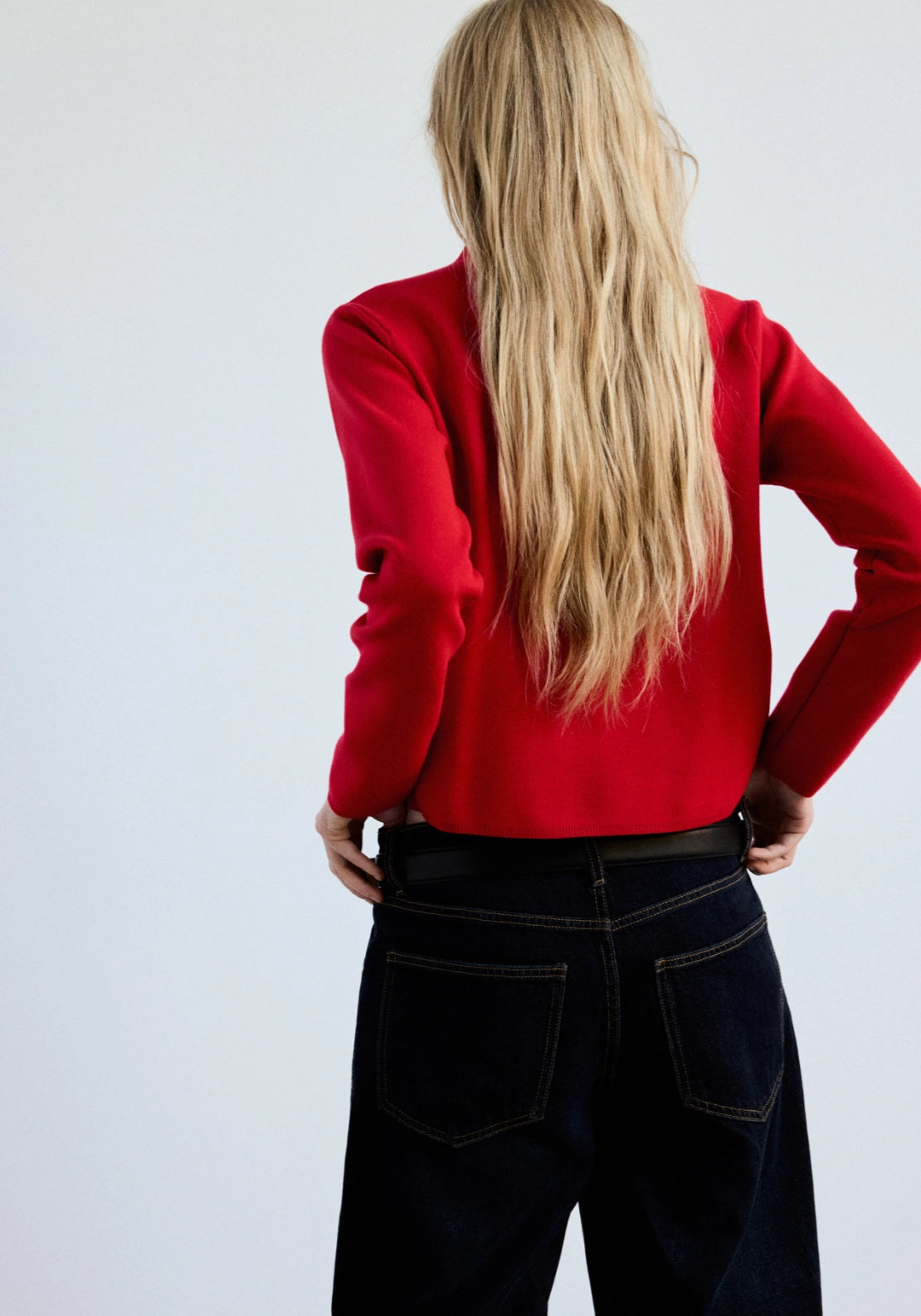 Knitted Sweater With Perkins Neck - Red