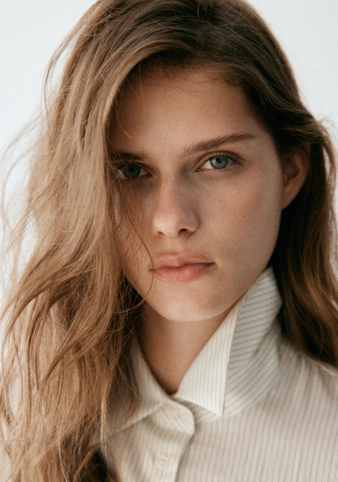 Striped Shirt With Floral Embroidery - Cream